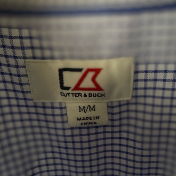 Cutter & Buck Gonzaga Bulldogs Blue Plaid Collar Shirt Long Sleeve Mens Medium - Picture 2 of 7